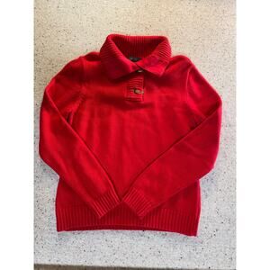 Ralph Lauren Jeans Cotton Sweater Womens Large Red Fisherman Coastal Old Money